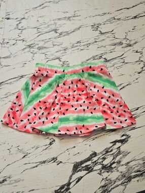 Girls Pink & Green Watermelon Print Skirt